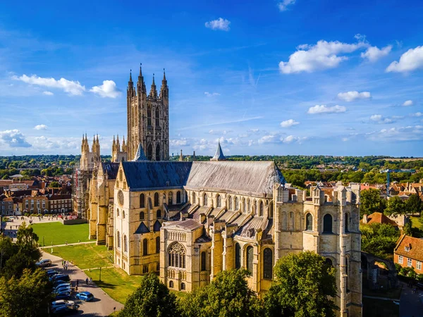 Aerial View Canterbuty Cathedral City Southeast England Pilgrimage Site Middle — Stock Photo, Image