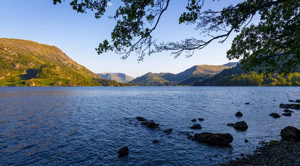 Pôr Sol Sobre Lago Ullswater Lake District Uma Região Parque — Fotografia de Stock