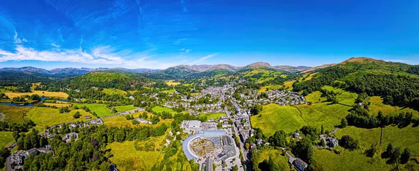 Veduta Aerea Waterhead Ambleside Nel Lake District Una Regione Parco — Foto Stock