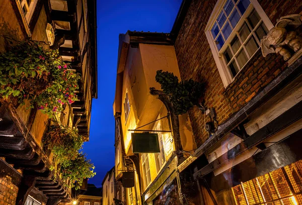 Chirstmas Vue Nuit Shambles Une Rue Historique York Avec Des — Photo