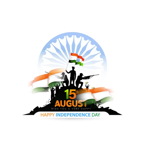 Εικονογράφηση Διάνυσμα Της Happy Ημέρα Ανεξαρτησίας Στην Ινδία Γιορτή Στις — Διανυσματικό Αρχείο