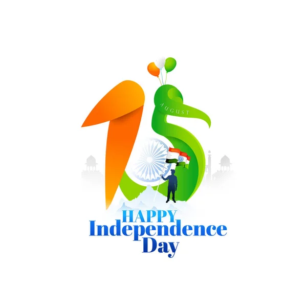 Vector Illustration Happy Independence Day India Celebration August India Gate — Stockvector
