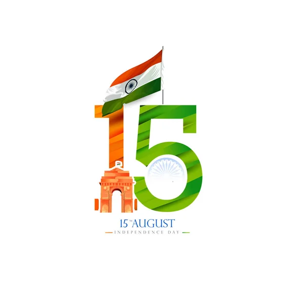 Vector Illustration Happy Independence Day India Celebration August India Gate — ストックベクタ