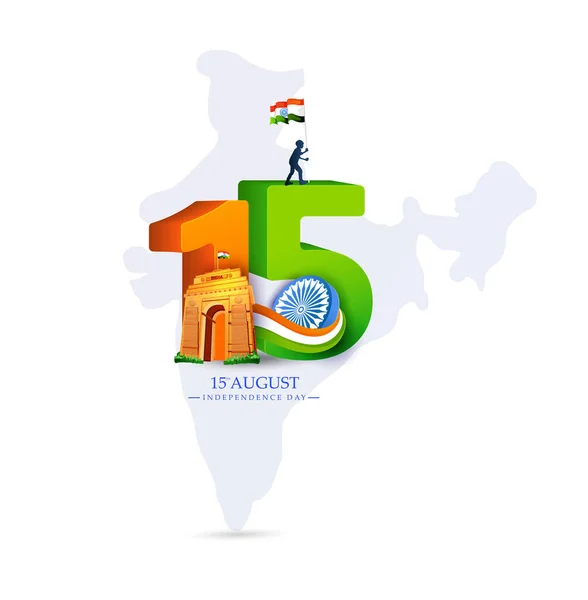 Ilustración Vectorial Del Feliz Día Independencia India Celebración Del Agosto — Archivo Imágenes Vectoriales