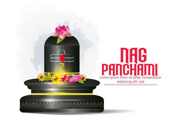 Иллюстрация Индийскому Фестивалю Nag Panchami Хинди Каллиграфия Фестиваля Змей Nag — стоковый вектор