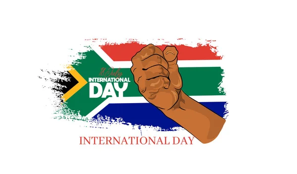 International Nelson Mandela Day Concept Art Showing Strength Unity Power — Vector de stock