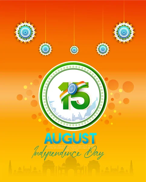 15 Ağustos Mutlu Hindistan Bağımsızlık Günü, dalgalı Hint bayrağı, Üç Renkli Ünlü Anıt, Hindistan 'ın Bağımsızlık Günü, arka plan