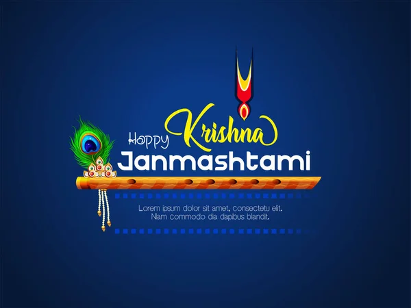 Janmashtami illüstrasyonunda Bansuri (flüt) çalan Lord Krishna, Janmashtami Festivali için Yaratıcı Arkaplan