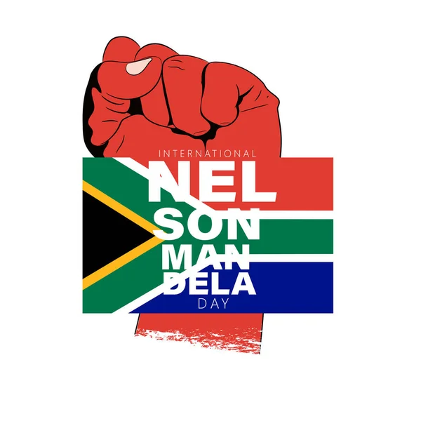 International Nelson Mandela Day Concept Art Showing Strength Unity Power — Stockvector