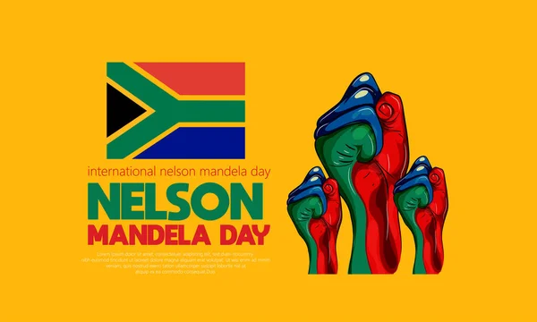 International Nelson Mandela Day Concept Art Showing Strength Unity Power — Stockvector