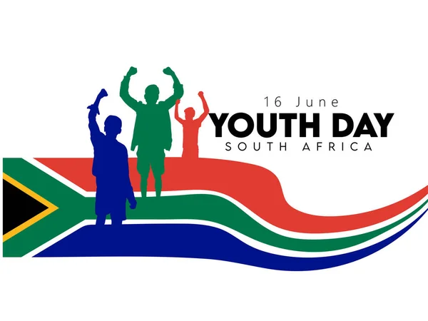 Illustration Vectorielle Juin Journée Jeunesse Sud Africaine Avec Silhouette Main — Image vectorielle