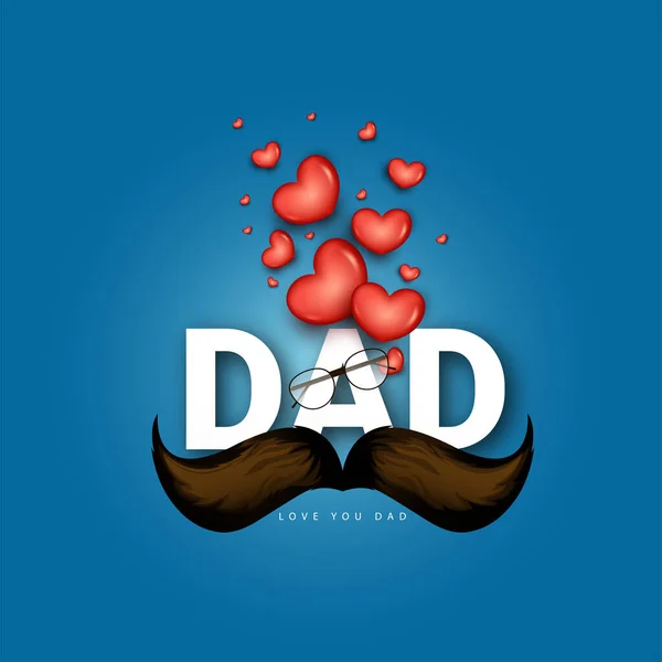 Szczęśliwy Dzień Ojca Ojciec Projekt Tekstu Dad Okularami Muszka Wąsy — Wektor stockowy