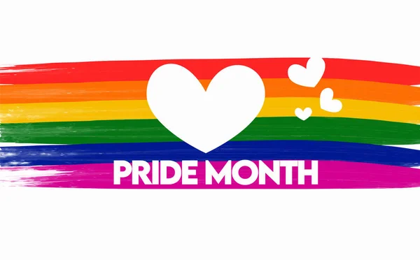 LGBT Gurur Ayı 2021 vektör konsepti. Kalpli özgürlük gökkuşağı bayrağı