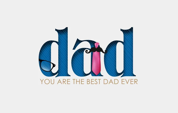 Happy Fathers Day Father Dad Text Design Glass Bow Tie — стоковый вектор