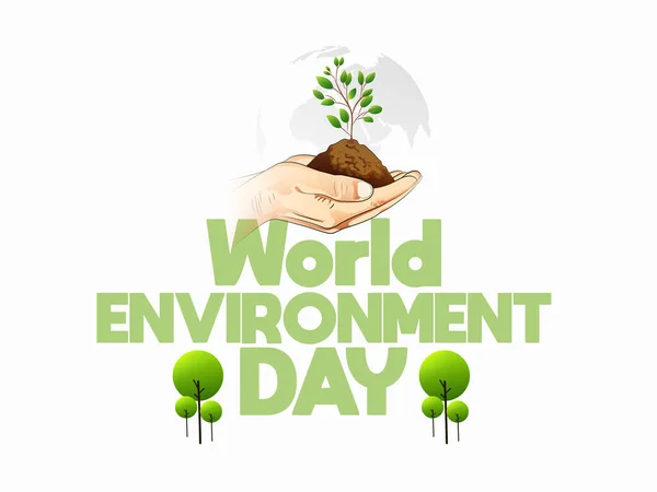 World Environment Day Earth Trees Text Design Environment Day Human — Vettoriale Stock