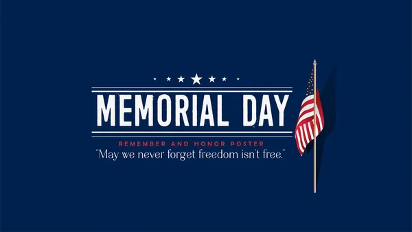 Memorial Day Text Design Honoring All Who Served Blue Red — Stock vektor