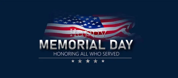 Memorial Day Text Design Honoring All Who Served Blue Red — Archivo Imágenes Vectoriales