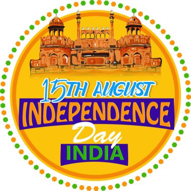 Hindistan 'da 15 Ağustos' ta Hindistan anıtları, Hint bayrağı tasarımı ve uçan güvercinlerle Bağımsızlık Günü 'nün temsilcisi.