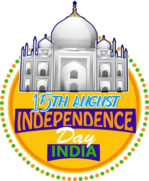 Ilustração Vetorial Feliz Dia Independência Índia Celebração Agosto Com Monumentos — Vetor de Stock
