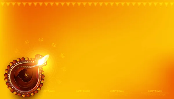 Illustration Burning Diya Happy Diwali Design Diya Hanging Oil Lamp — ストックベクタ