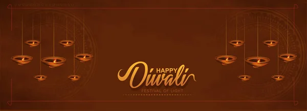 Diya 'nın yağ lambası elementleriyle Mutlu Diwali tasarımı üzerine Diya' yı yakmak, Hindistan 'ın ışık festivali