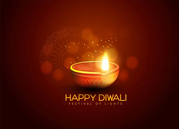 Εικονογράφηση Της Καύσης Diya Στο Σχεδιασμό Happy Diwali Diya Κρέμονται — Διανυσματικό Αρχείο
