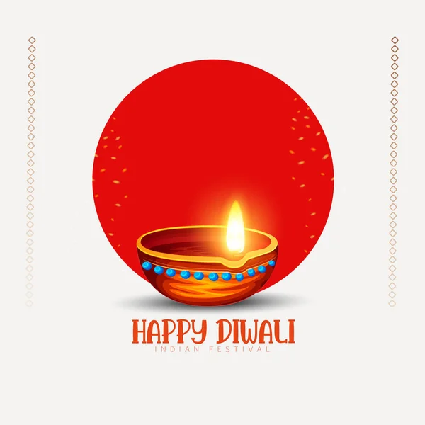 Εικονογράφηση Της Καύσης Diya Στο Σχεδιασμό Happy Diwali Diya Κρέμονται — Διανυσματικό Αρχείο