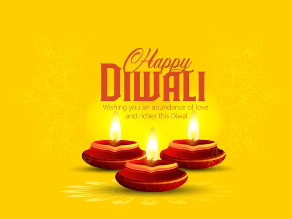 Illustration Burning Diya Happy Diwali Design Diya Hanging Oil Lamp — Διανυσματικό Αρχείο