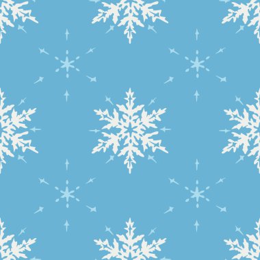 Kar taneleriyle kusursuz bir şablon. Dekoratif kış tasarımı.
