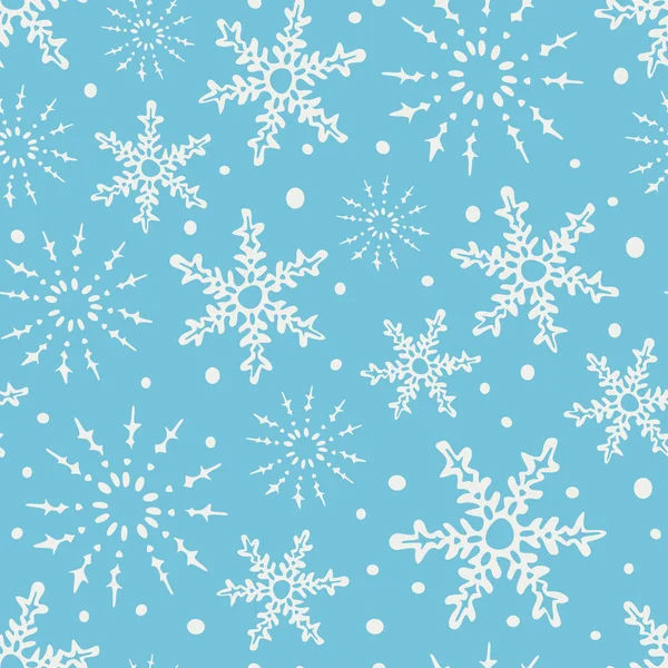 Vector Naadloos Patroon Met Decoratieve Sneeuwvlokken Ontwerp Met Hand Getrokken — Stockvector