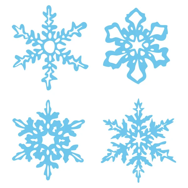 Vector Illustratie Met Verzameling Sneeuwvlokken Decoratieve Sneeuwvlokken Geïsoleerd Witte Achtergrond — Stockvector