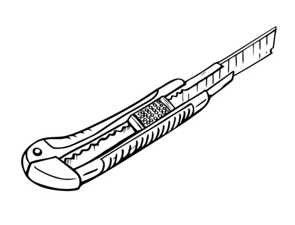 Vektor Illustration Brevpapper Kniv Svart Och Vit Boxcutter — Stock vektor