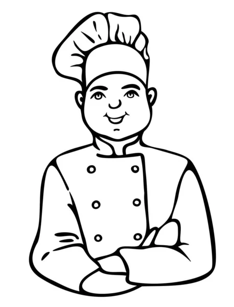 Vector Illustration Cook Hand Drawn Outline Chef Ilustração De Stock