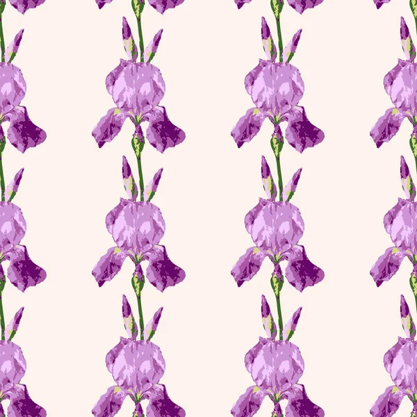 Vektornahtloses Muster Mit Irisblüten Design Mit Schönen Irisblumen — Stockvektor