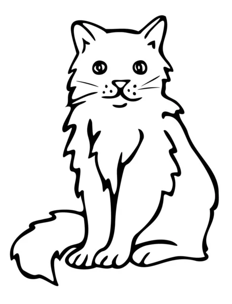 Vektor Illustration Svart Och Vit Katt Isolerad Handritad Katt — Stock vektor