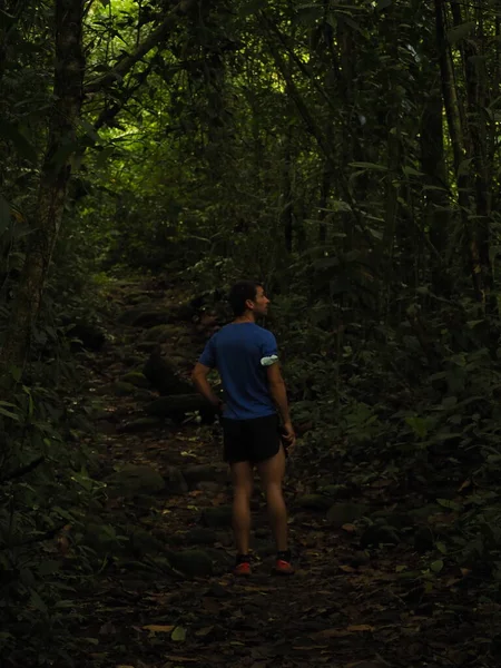 Young Man Hiking Jungle Costa Rica — Stock Photo, Image