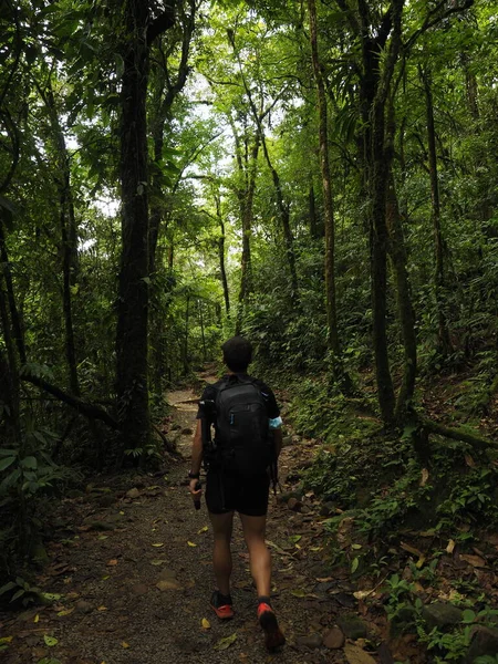 Young Man Hiking Rio Celeste — Stock Photo, Image