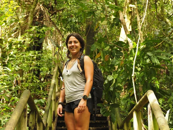 Young Woman Hiking National Park Manuel Antonio Costa Rica — Stockfoto