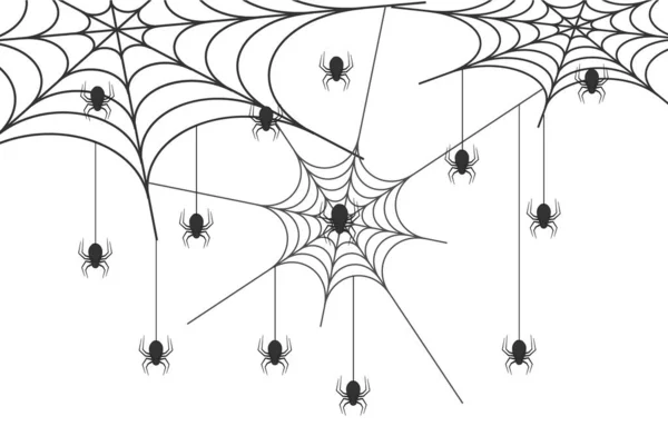 Halloween Designset Mit Kürbis Spinnennetz Schwarz Weißem Nahtlosem Hintergrund Halloween — Stockvektor