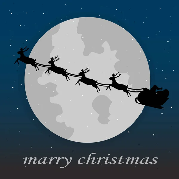 Santa Claus Rides Reindeer Sleigh Vectormerry Christmas Concept Design Forweb — Stock Vector