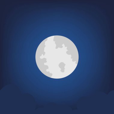 Dolunay ile gece, Noel Baba ren geyiği kızağına biniyor. Vectorry noel konsepti, web afişi tasarımı, noel davetiye kartı ve mutlu yeni yıl festivali, vektör illüstrasyonu.