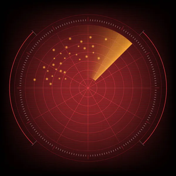 Araştırmada gerçekçi vektör radarı. Hava araması. Askeri arama sistemi çizimi. Navigasyon arayüzü duvar kağıdı. vektör