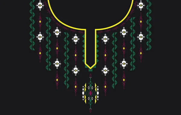 几何民族图案颈绣花风格 背景或壁纸及服装的领口设计 东方领带 — 图库矢量图片
