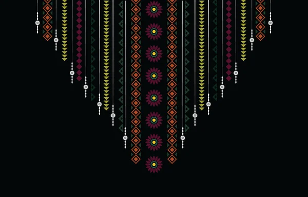 Geometrik Etnik Desenli Boyun Nakışı Kolye Arkaplan Veya Duvar Kağıdı — Stok Vektör