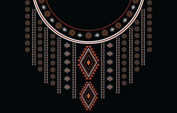 Геометрический Этнический Узор Вышивки Шеи Стиль Ожерелье Ожерелье Дизайн Фона — стоковый вектор