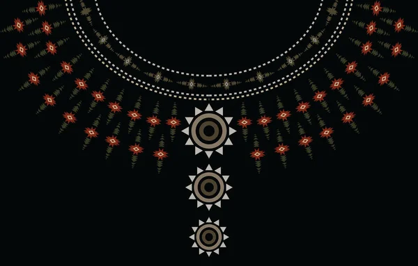 Геометричний Етнічний Візерунок Стиль Вишивки Шиї Намисто Дизайн Декольте Фону — стоковий вектор