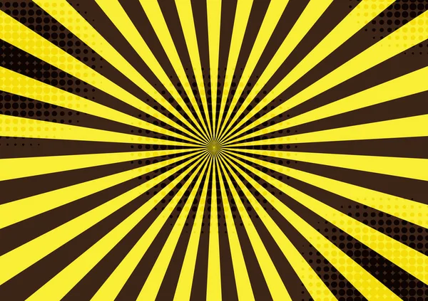 Soyut çizgi roman sarı ve kahverengi arka plan. Pop sanat karikatür tarzı, güneş ışığı, güneş fırçası.