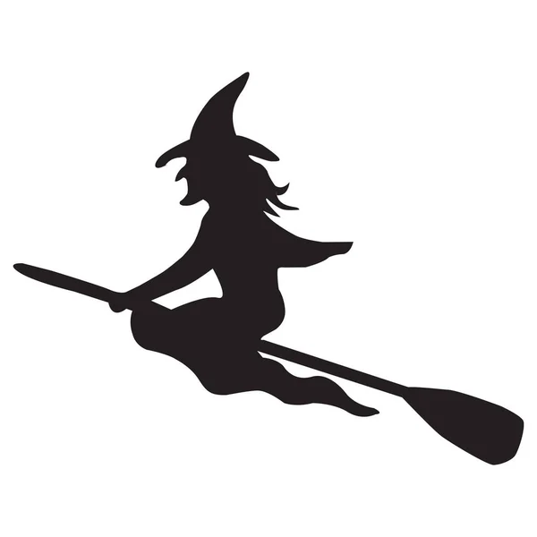 Halloween Icon Isolated White Background Vector Art Emotional Flying Witch — Image vectorielle