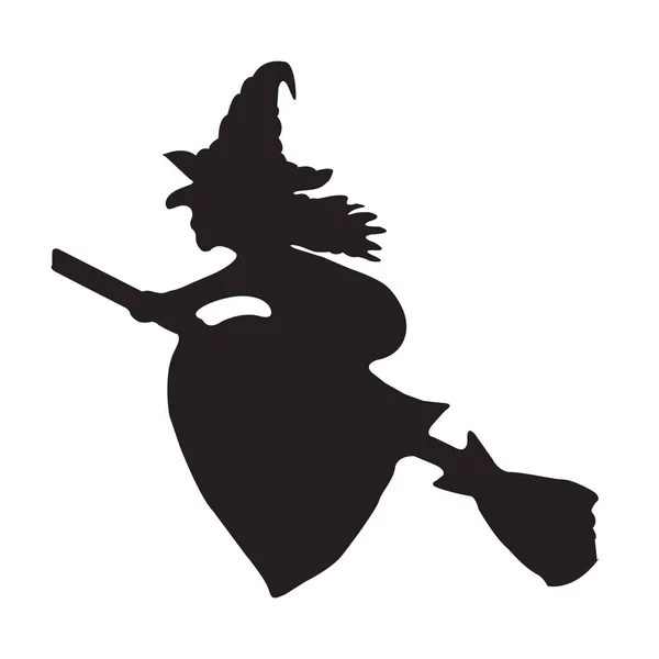 Halloween Icon Isolated White Background Vector Art Emotional Flying Witch — Image vectorielle