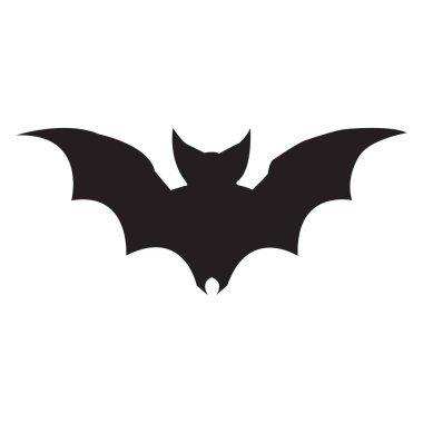 Bat Silhouette, Black flying bat silhouette isolated on white background, vector halloween.
